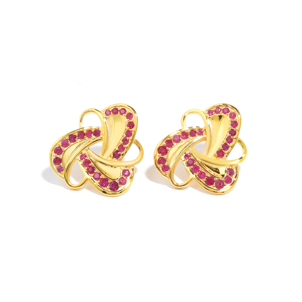 Ruby Statement Stud Earrings in 18K Gold-Plated Sterling Silver