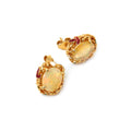 Natural white opal stud earrings in 14K gold plated sterling silver