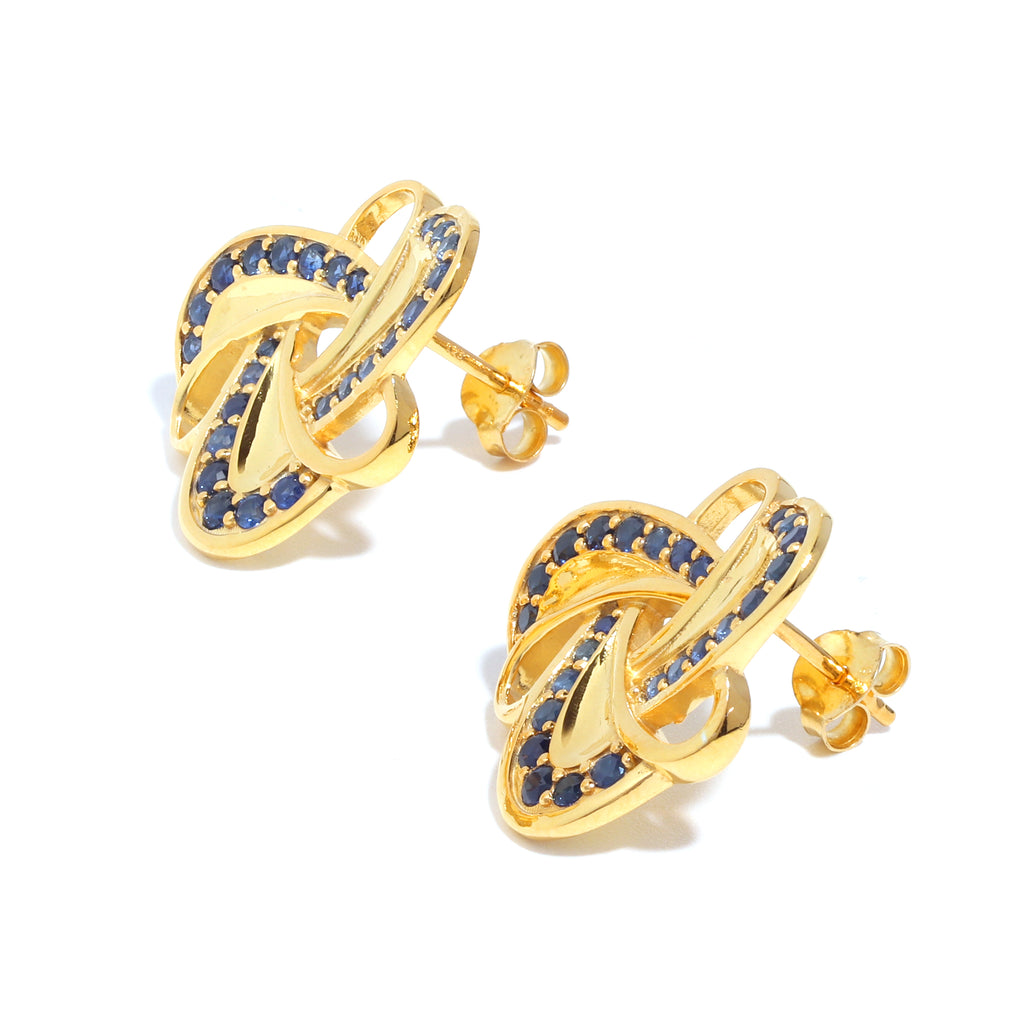 Blue Sapphire Statement Stud Earrings in 18K Gold-Plated Sterling Silver