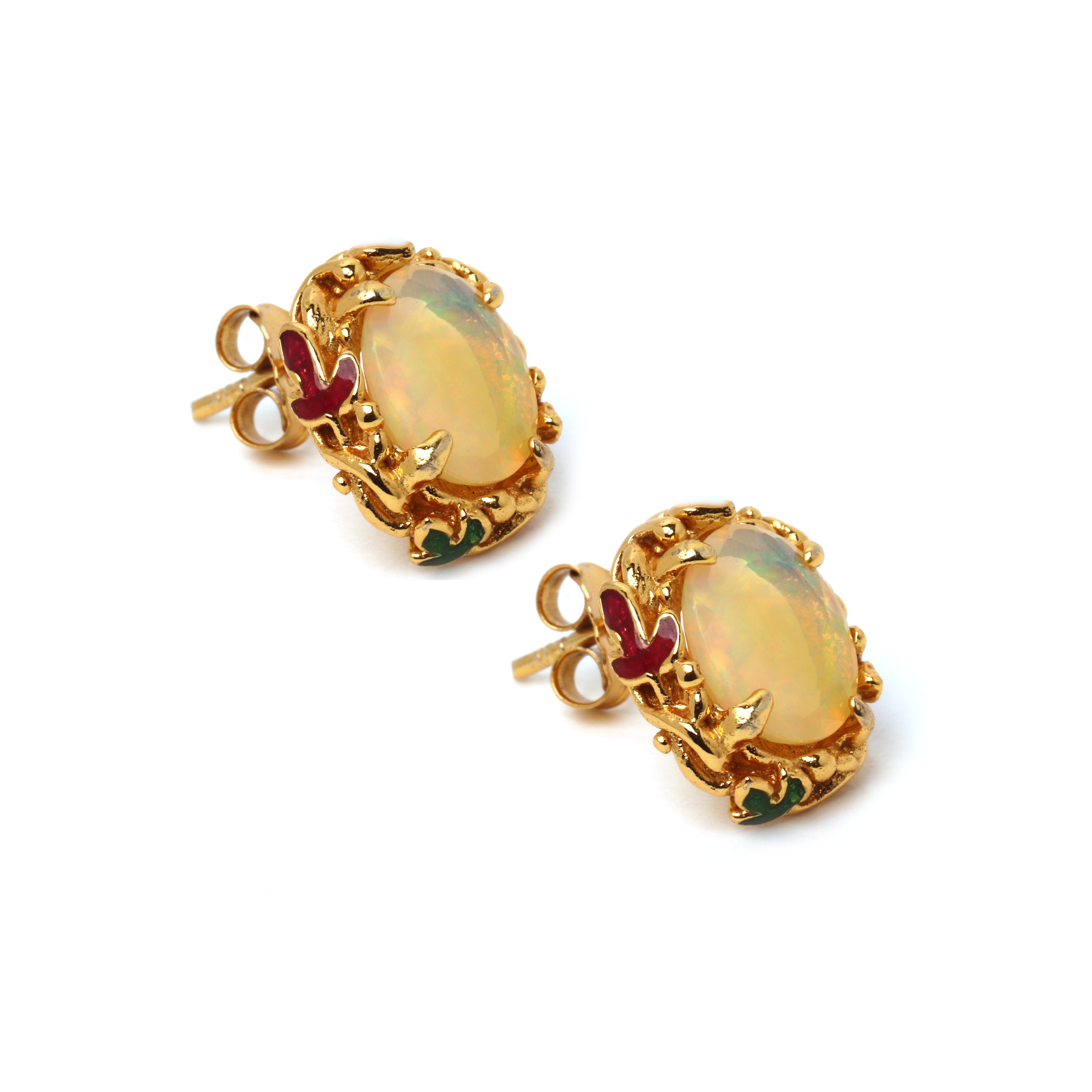 Luxury opal gemstone earrings handcrafted in Thailand