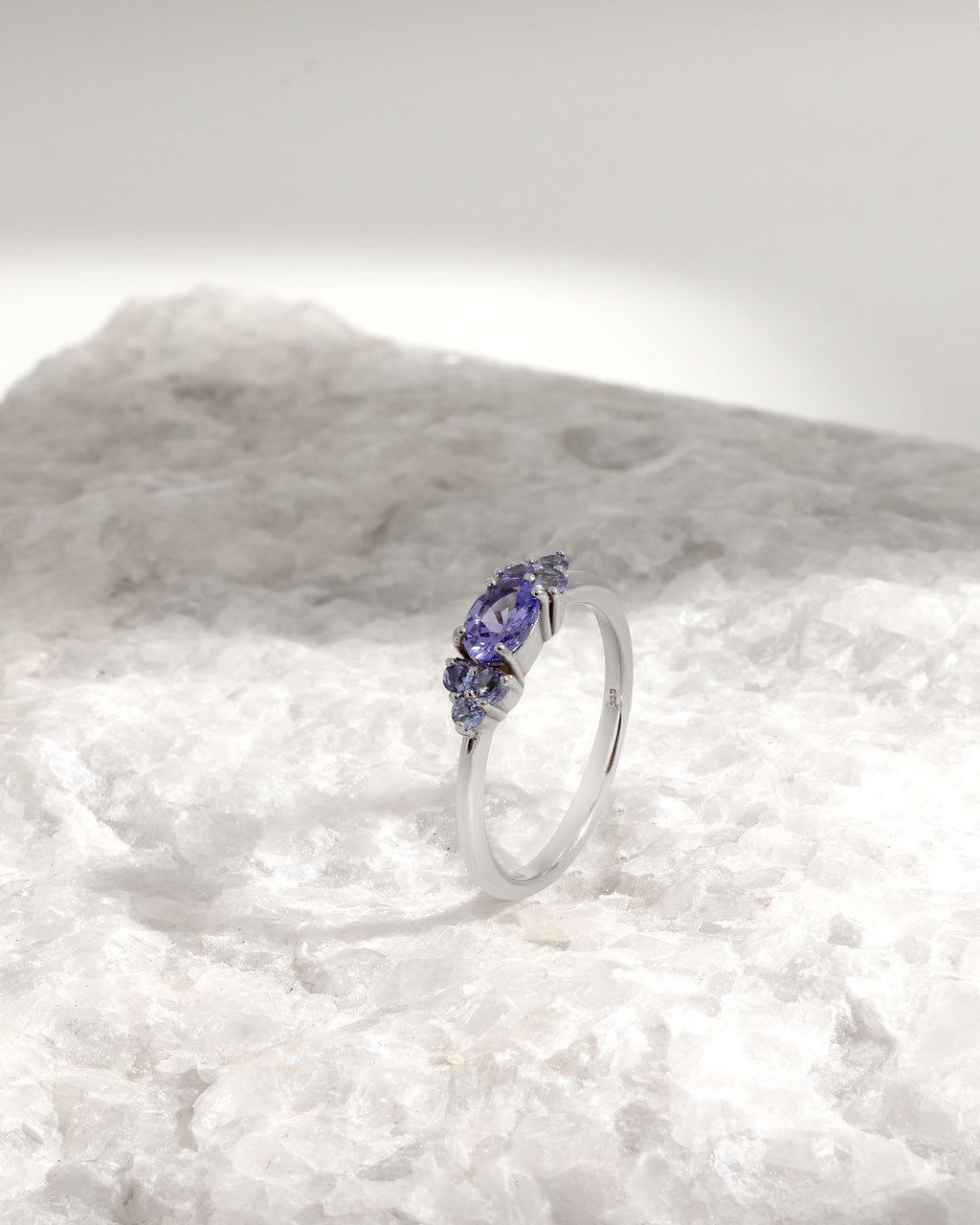 December birthstone tanzanite cluster ring in 925 silver