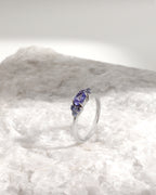 December birthstone tanzanite cluster ring in 925 silver