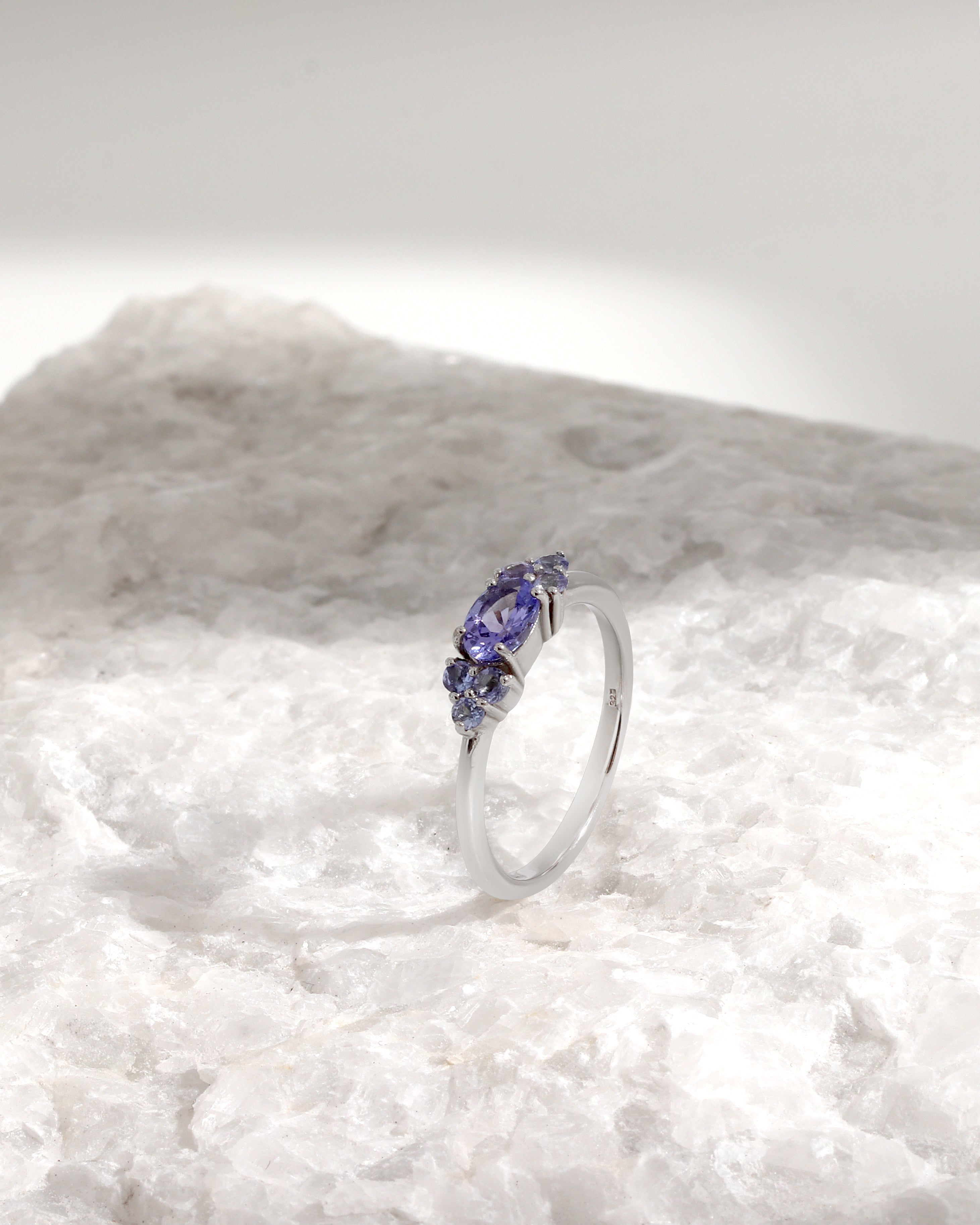 December birthstone tanzanite cluster ring in 925 silver