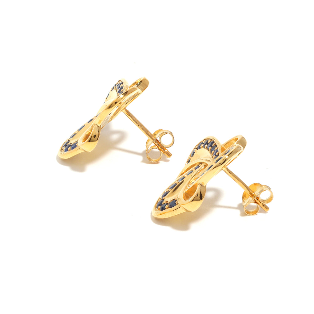 Blue Sapphire Statement Stud Earrings in 18K Gold-Plated Sterling Silver