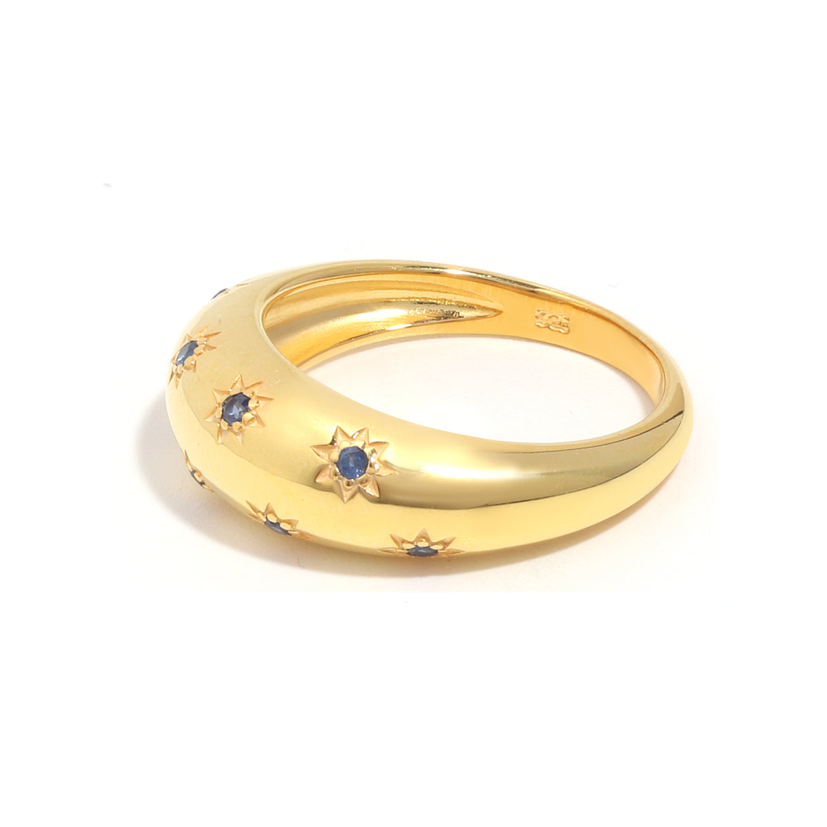 Blue Sapphire Dome Ring in 18K Gold-Plated Sterling Silver