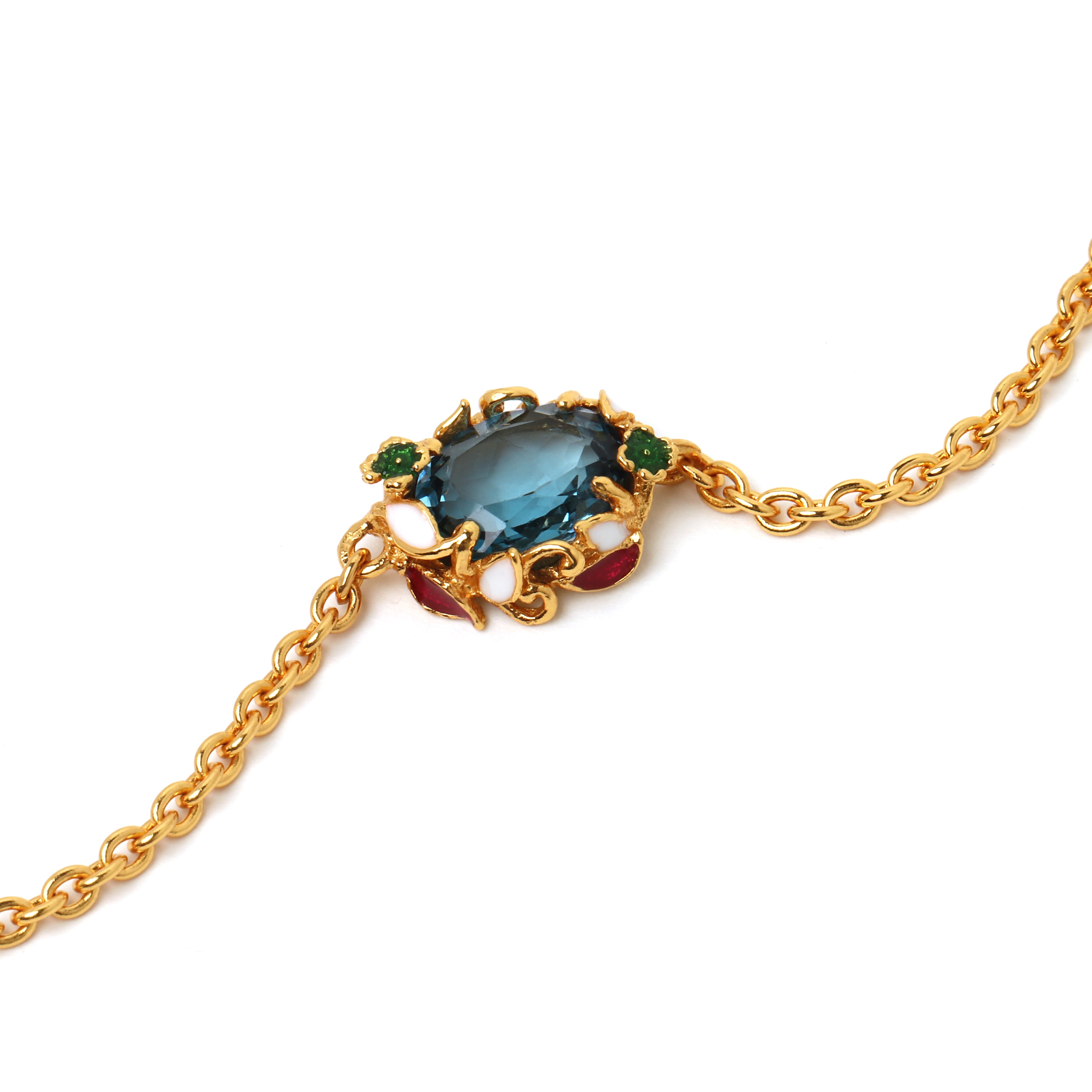 Elegant blue topaz gemstone bracelet handcrafted in Thailand