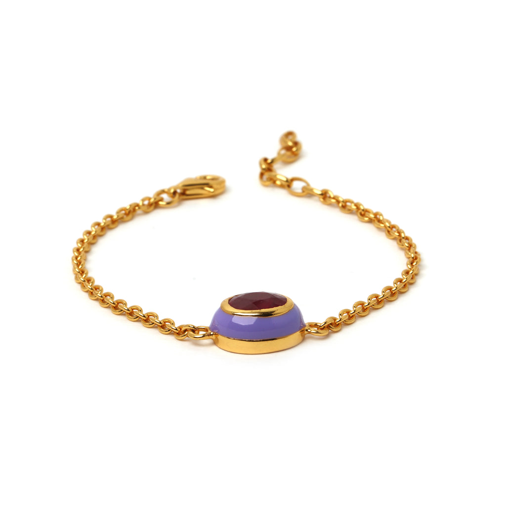 Gold plated ruby gemstone bracelet for women