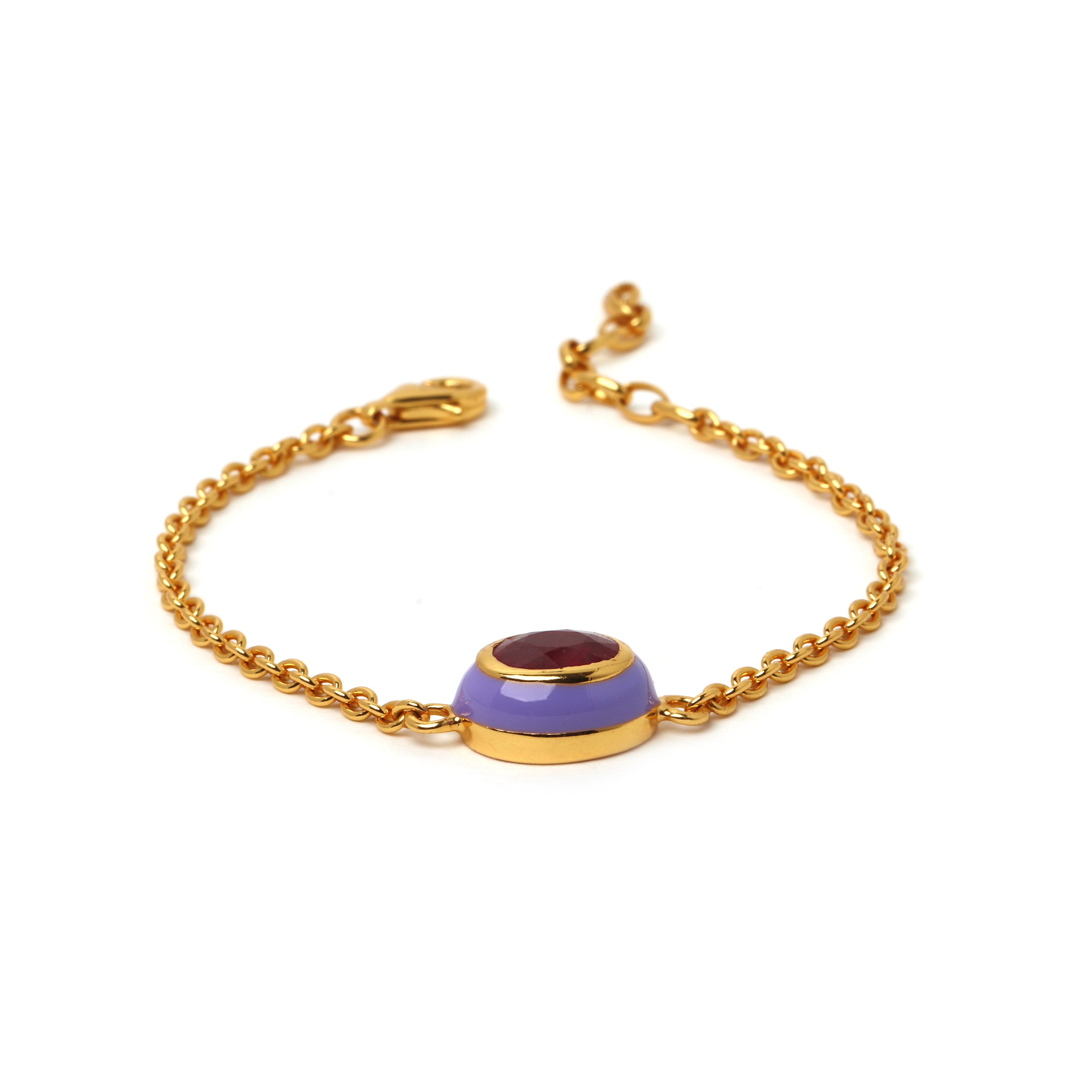 Gold plated ruby gemstone bracelet for women