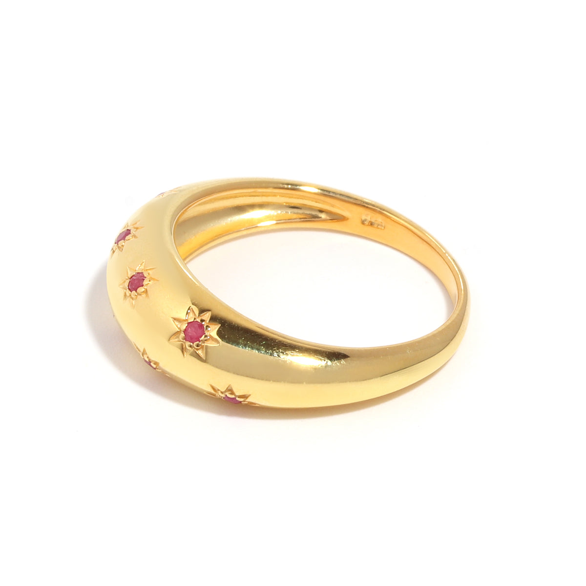 Ruby Dome Ring in 18K Gold-Plated Sterling Silver