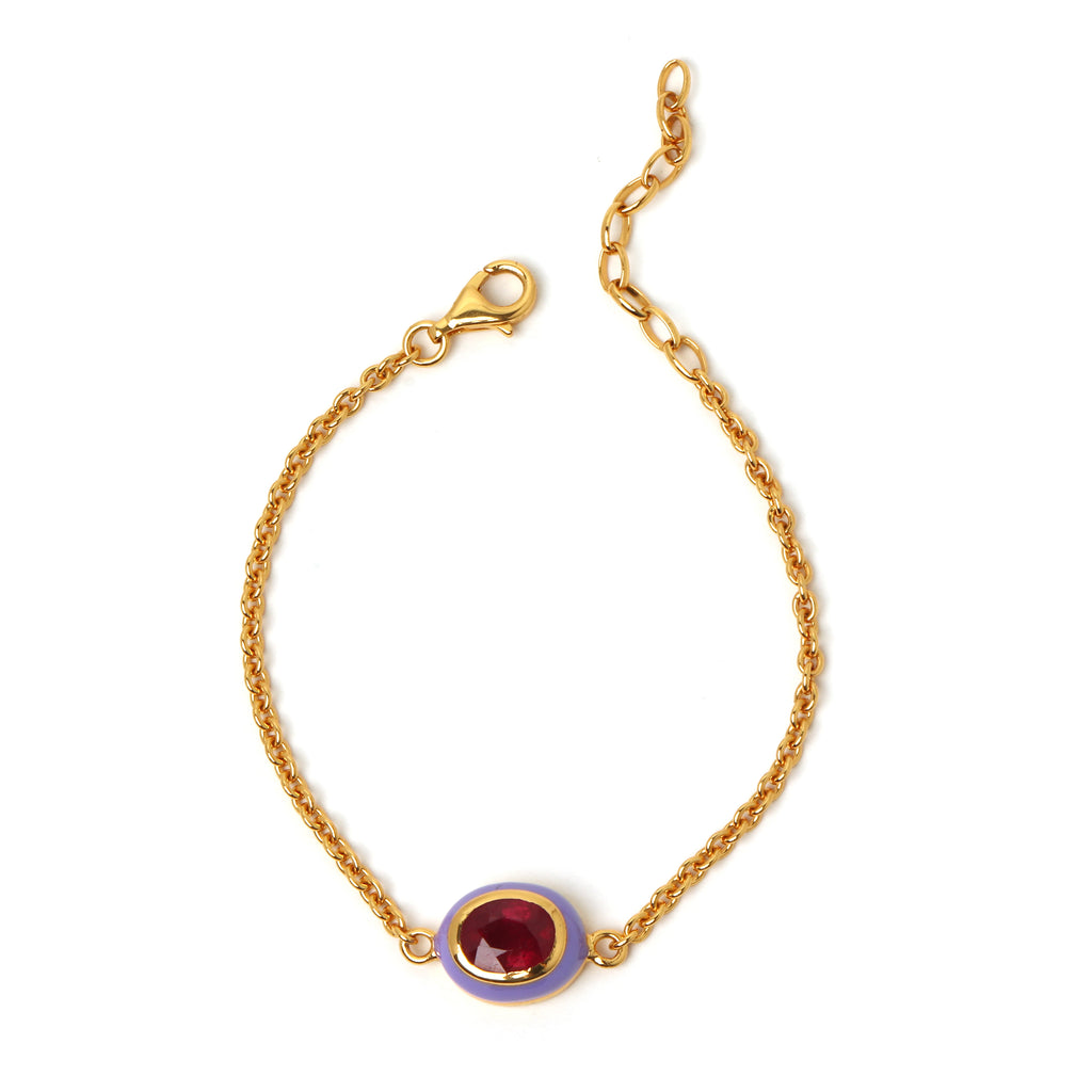 Natural ruby bracelet in gold plated sterling silver