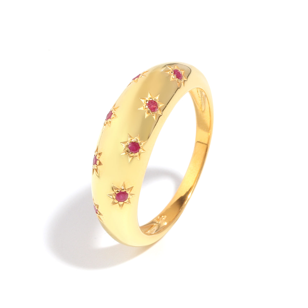 Ruby Dome Ring in 18K Gold-Plated Sterling Silver