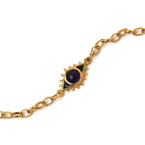 Purple amethyst bracelet with evil eye design for women