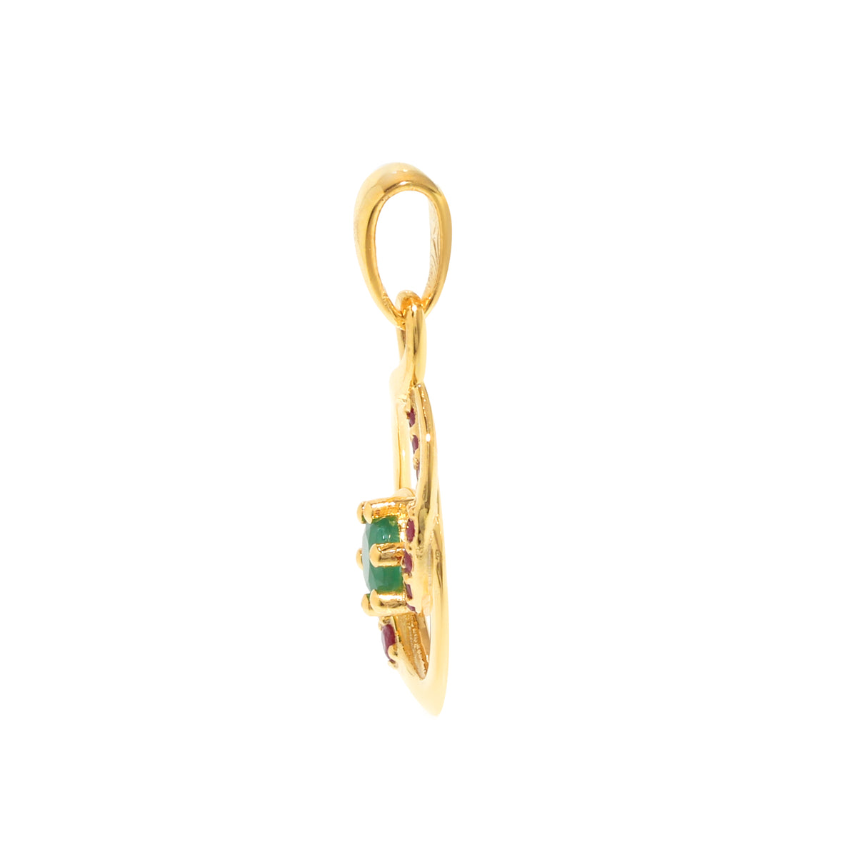 Emerald & Ruby Twisted Pendant in 18K Gold-Plated Sterling Silver