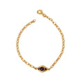 Natural amethyst evil eye bracelet in gold plated sterling silver