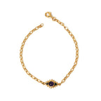 Natural amethyst evil eye bracelet in gold plated sterling silver