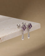 Amethyst silver drop earrings with butterfly closure