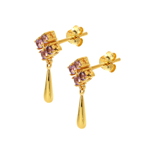 Elegant purple amethyst dangle earrings for women