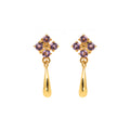 Gold plated amethyst drop earrings in 925 sterling silver