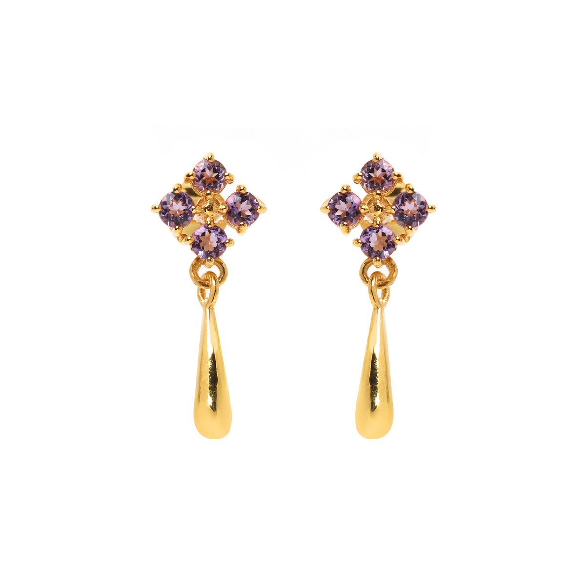 Natural Amethyst Dangle Drop Earrings in 925 Sterling Silver