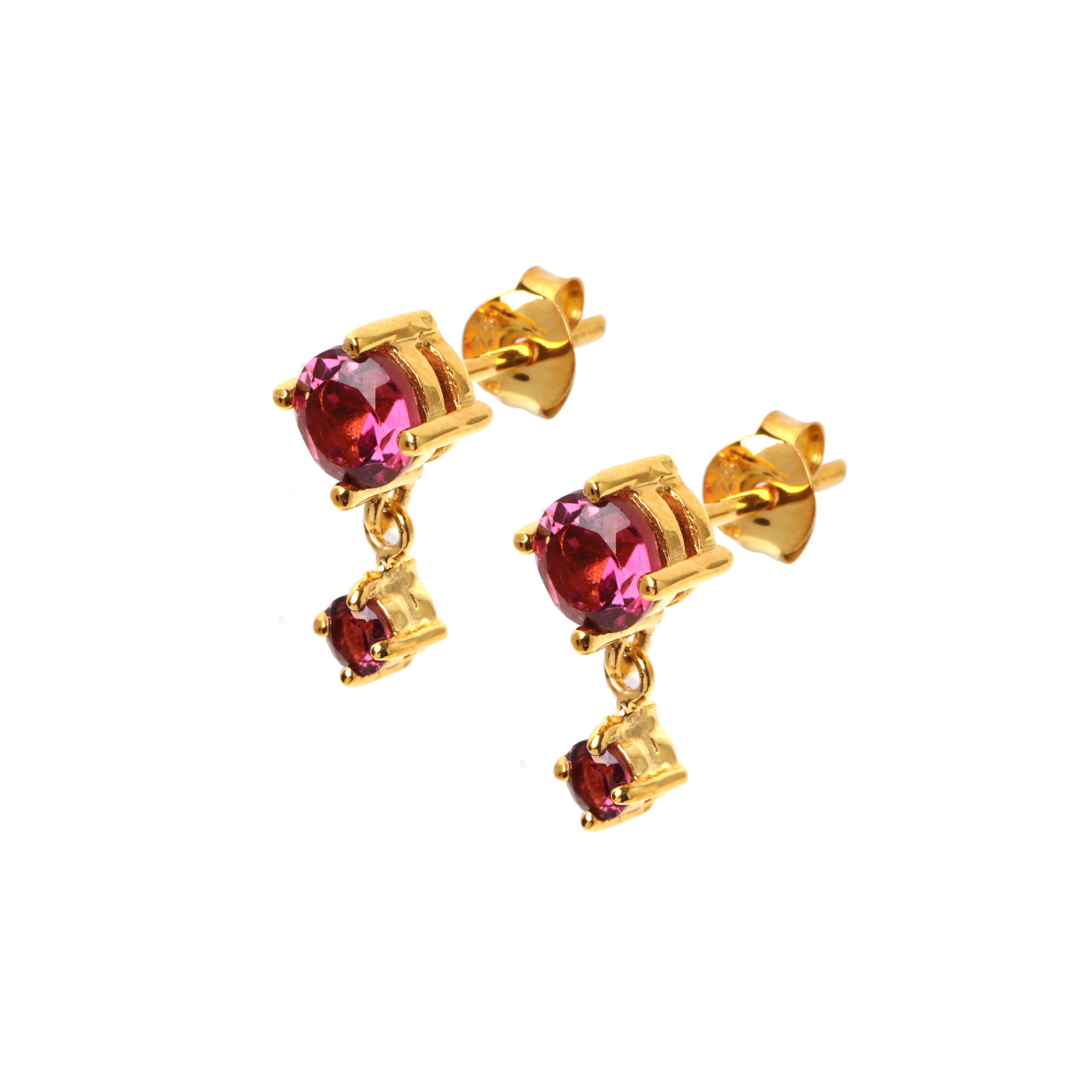 Elegant pink tourmaline gemstone dangle earrings for women