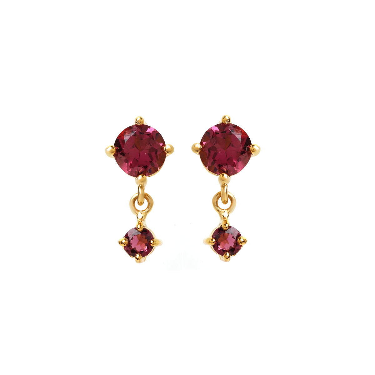 Minimalist Pink Tourmaline Dangle Earrings in 925 Sterling Silver