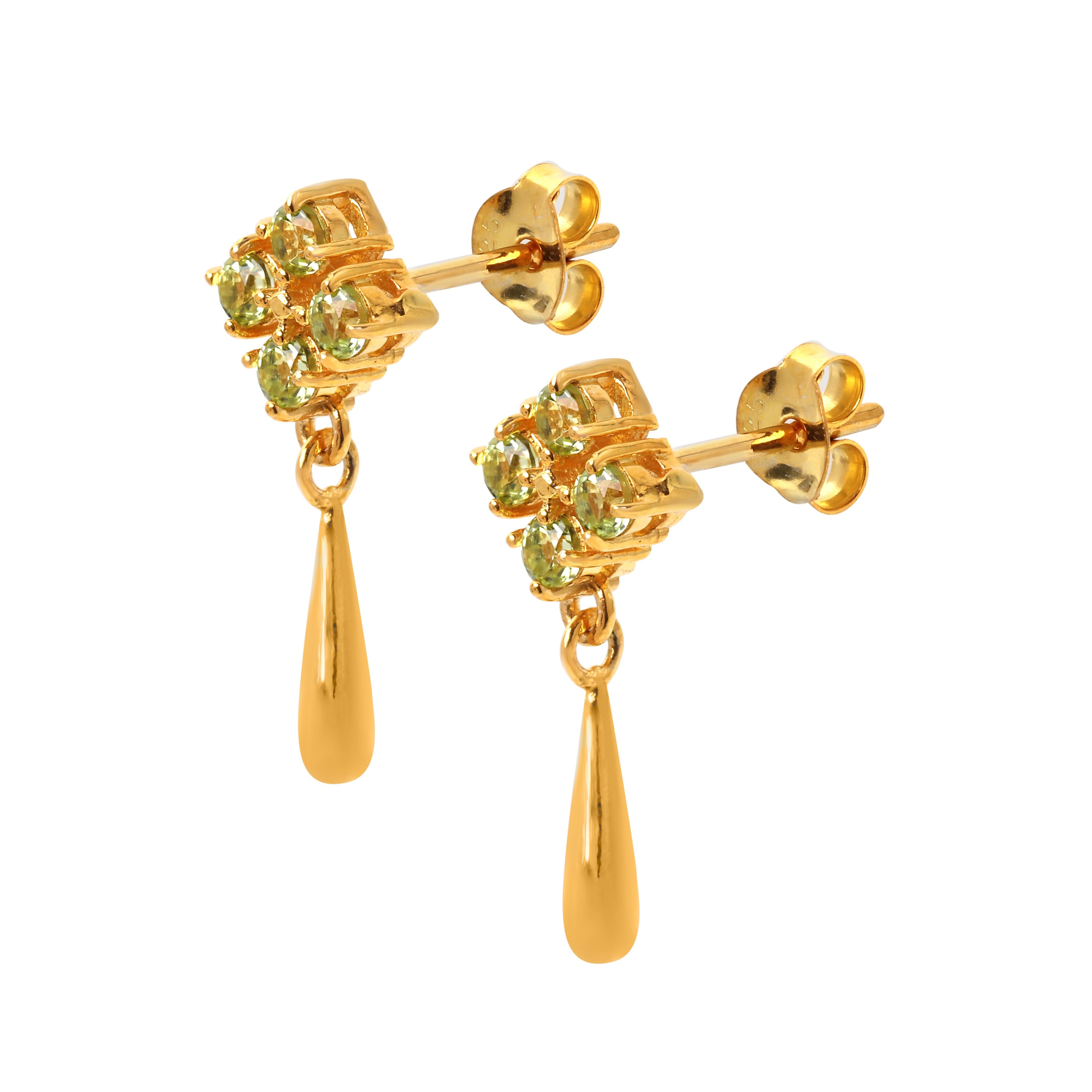 Elegant green peridot gemstone dangle earrings for women
