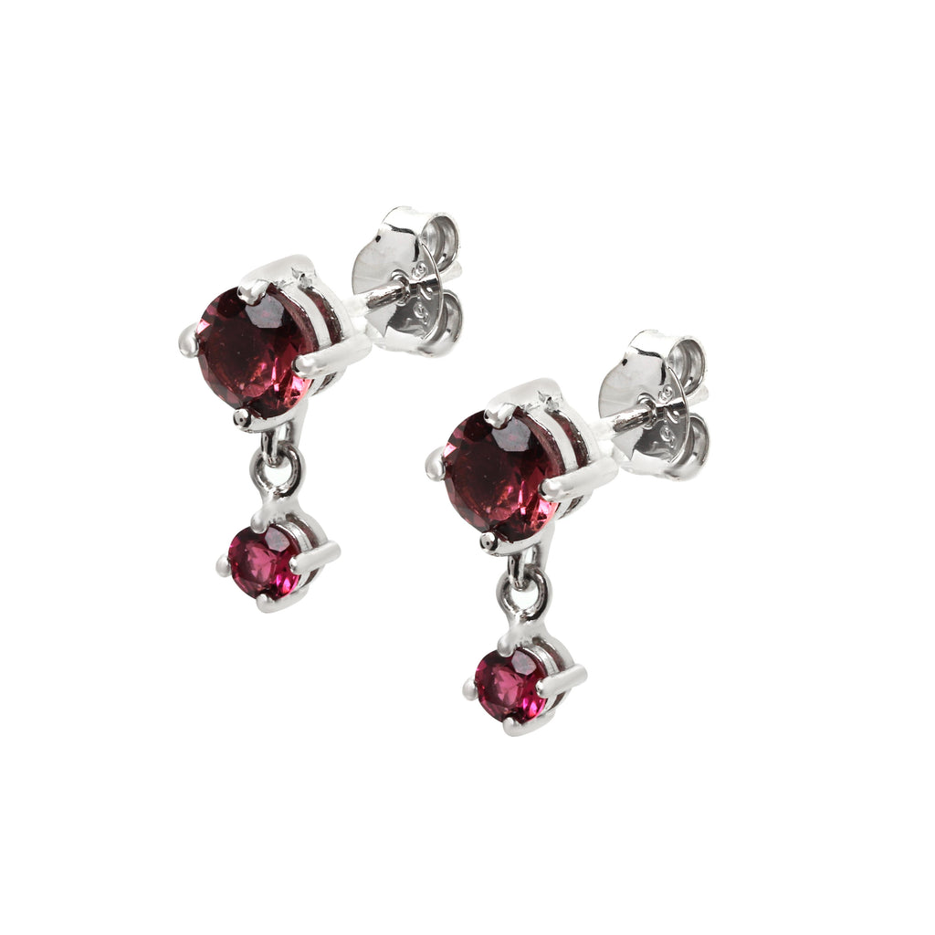 Elegant pink tourmaline gemstone earrings with silver finish