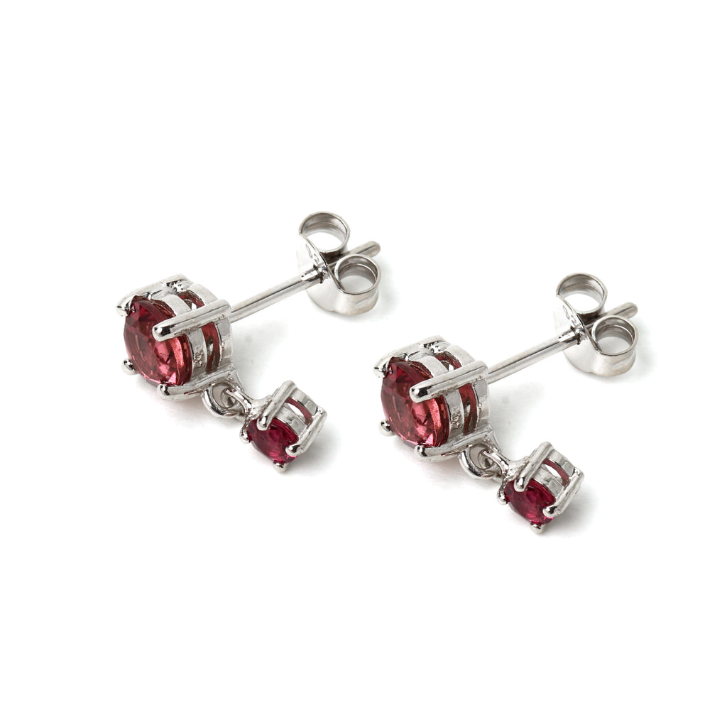 Minimalist pink tourmaline dangle earrings for women