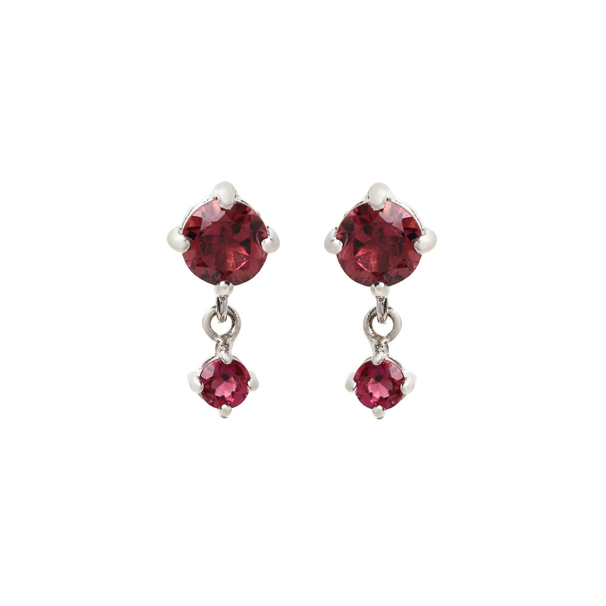 Pink Tourmaline Two Stone Drop Earrings in 18K Gold