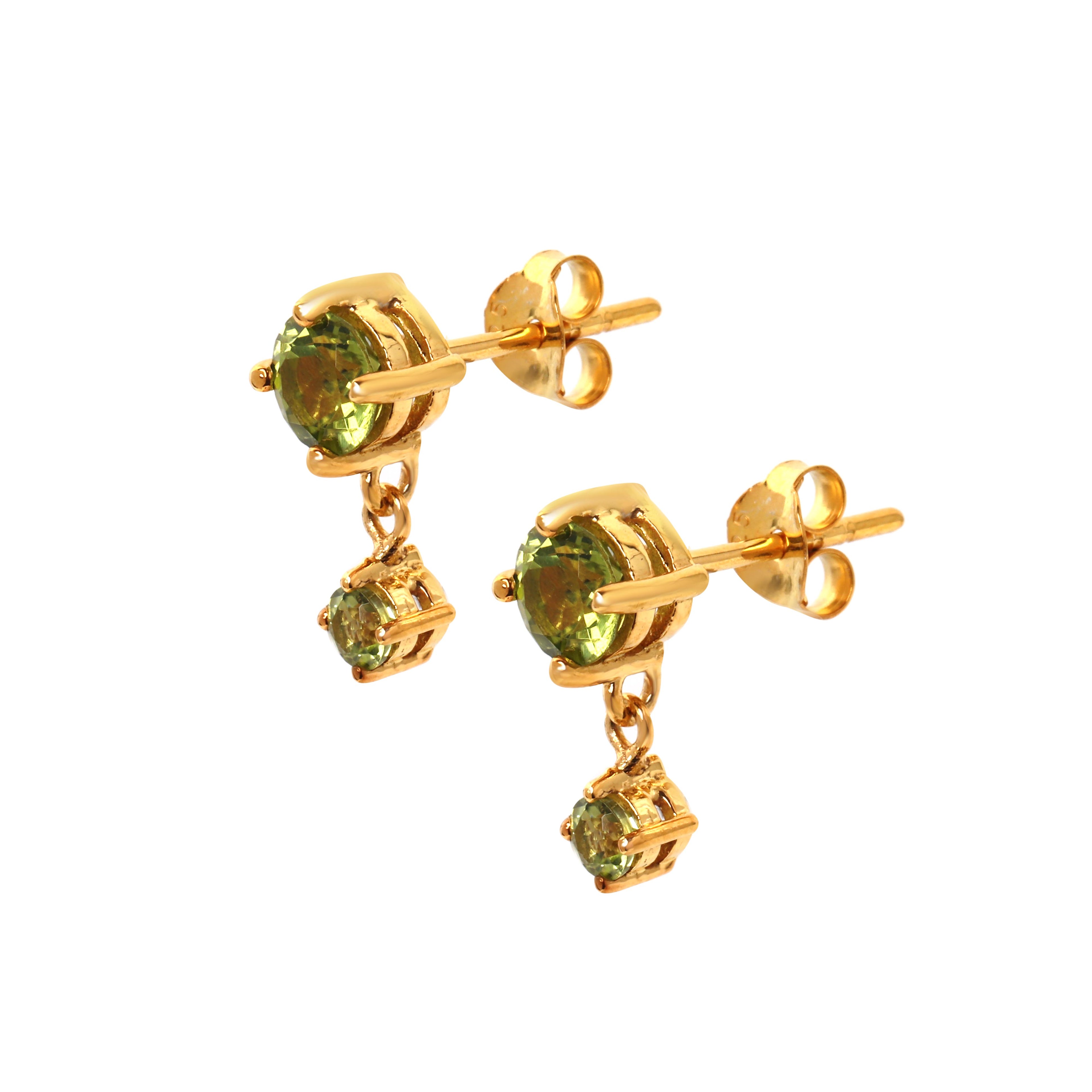 Elegant green peridot gemstone earrings with gold finish