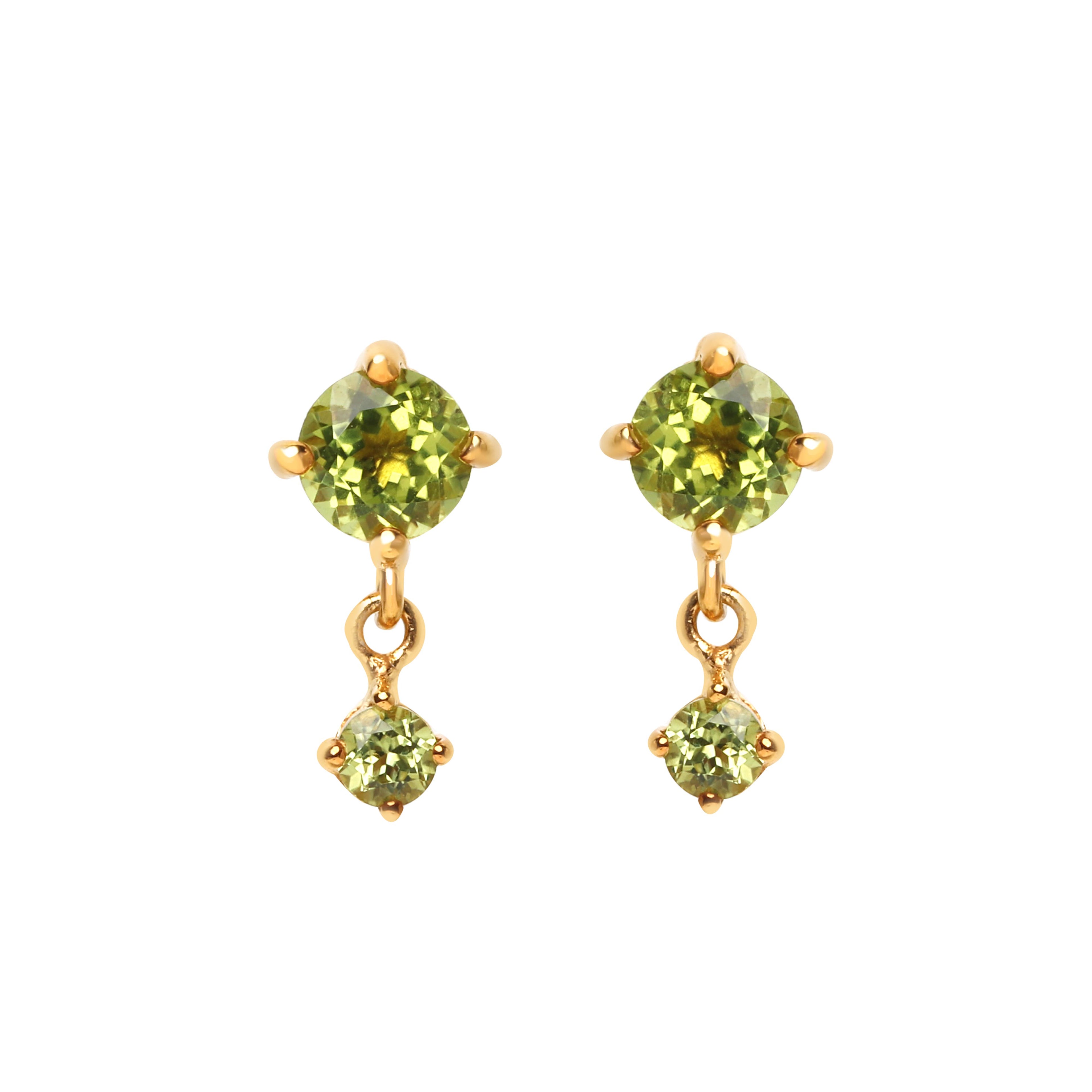 Peridot Two Stone Drop Earrings in 925 Sterling Silver