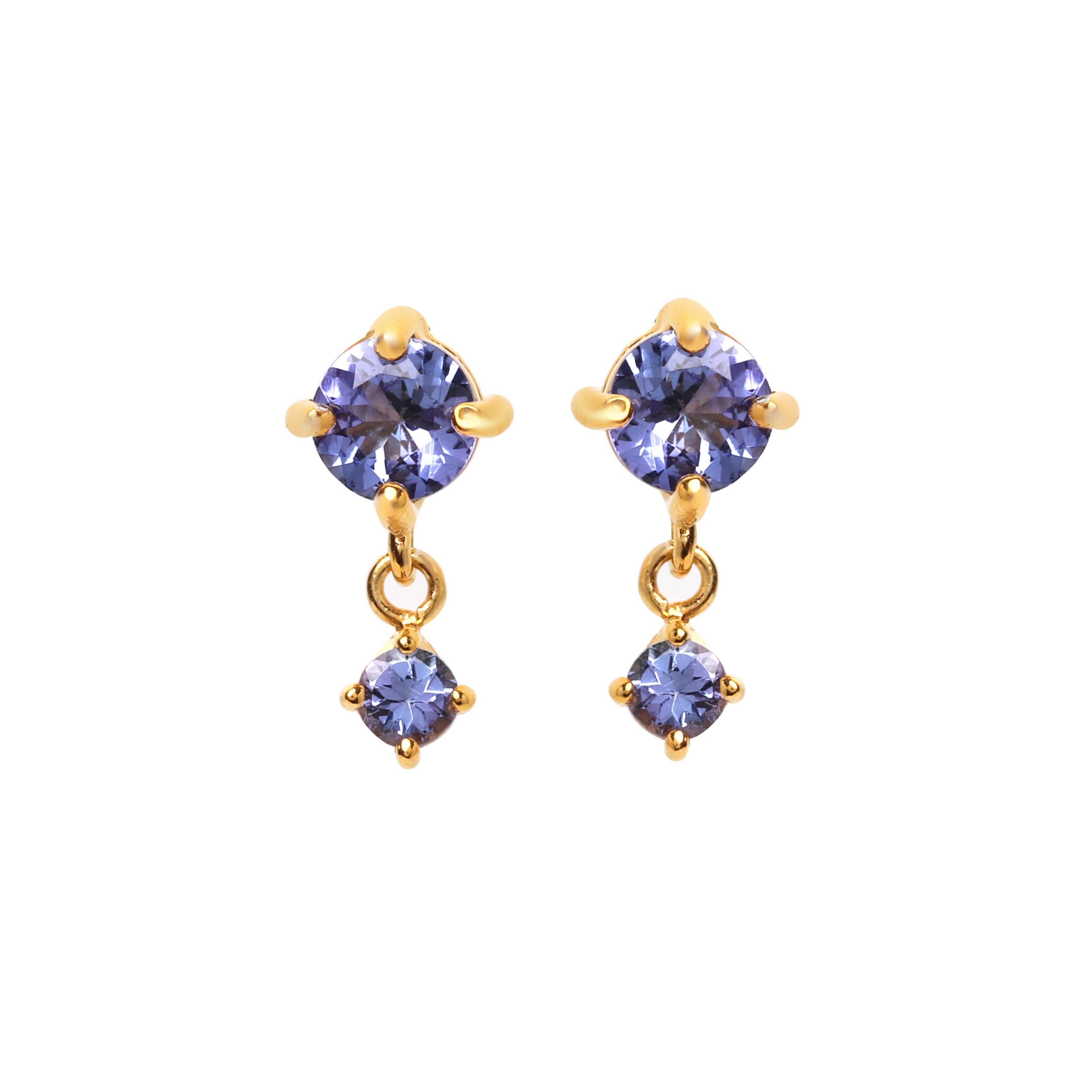 Tanzanite drop earrings in 14K gold plated 925 sterling silver