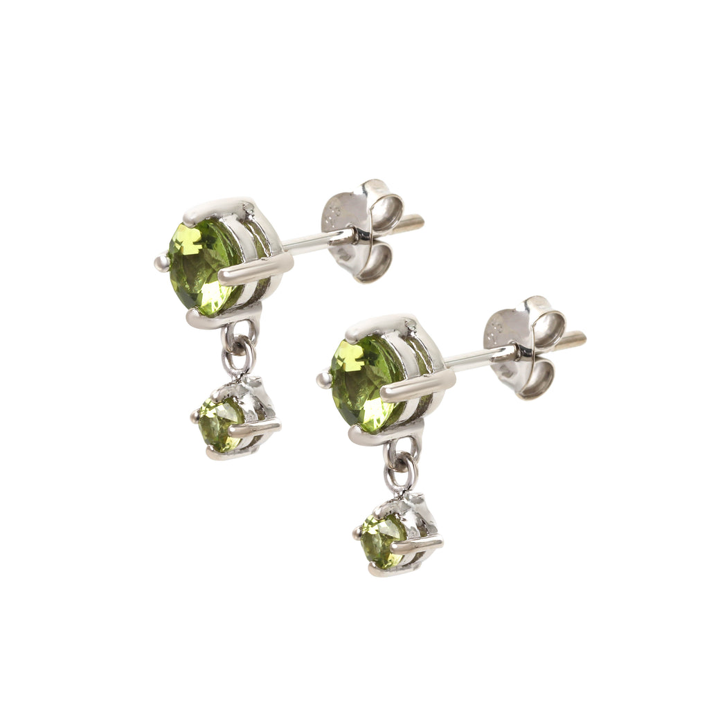 Elegant green peridot gemstone earrings in sterling silver