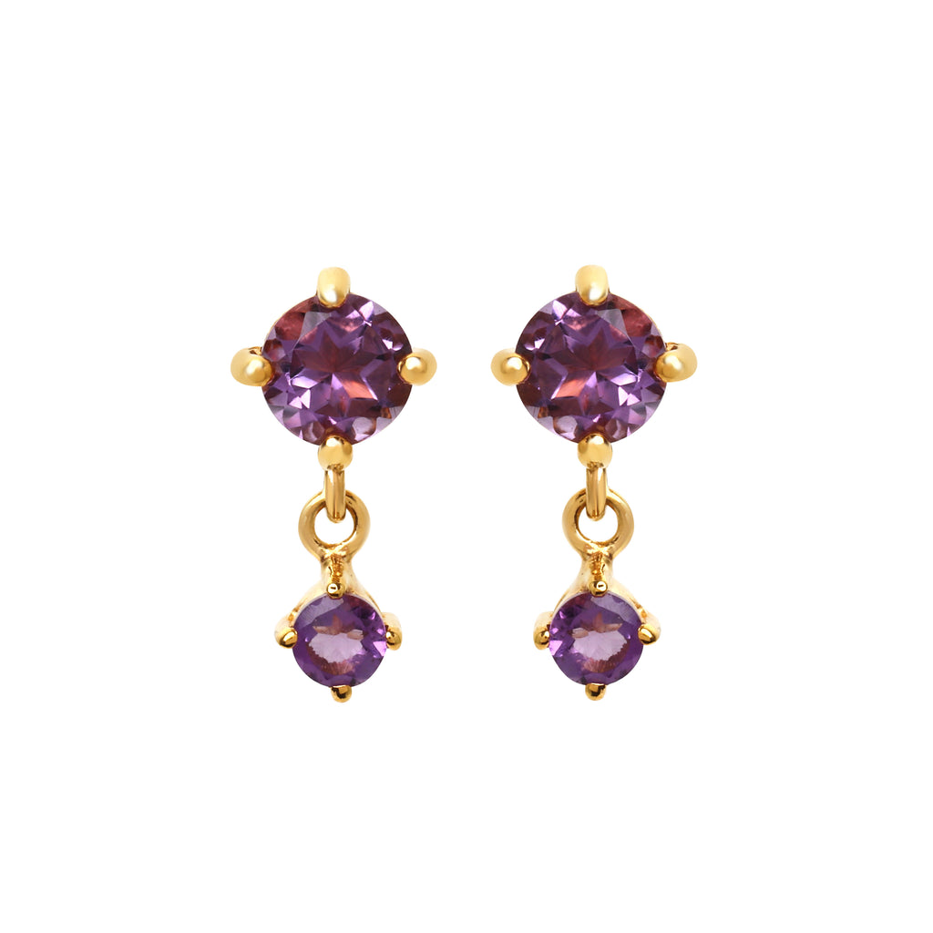 Amethyst drop earrings in 14K gold plated 925 sterling silver