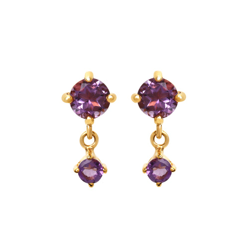 Amethyst drop earrings in 14K gold plated 925 sterling silver