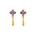 Gold plated tanzanite drop earrings in 925 sterling silver