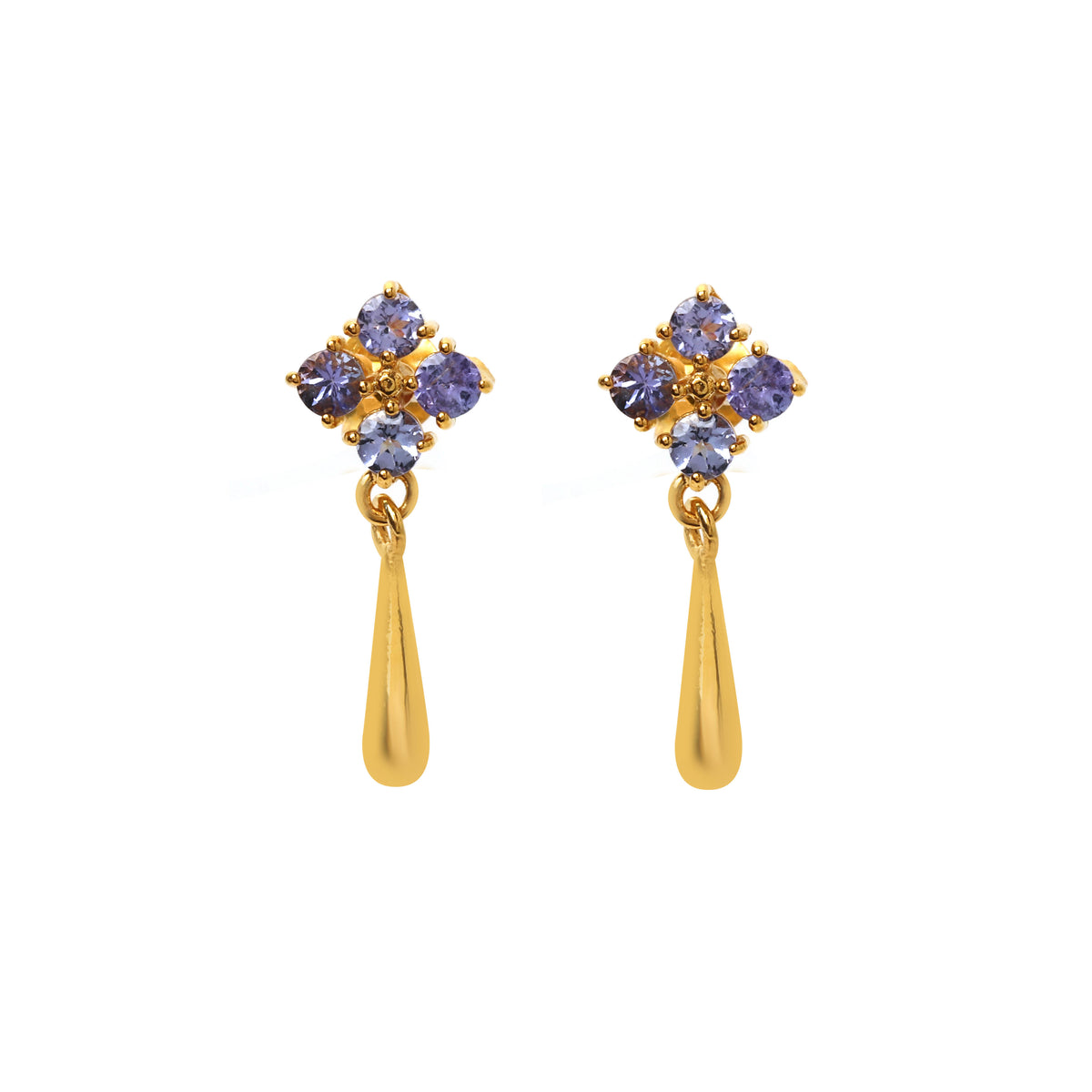 Natural Tanzanite Dangle Drop Earrings in 925 Sterling Silver