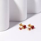 Natural Ruby Drop Earrings in 18K Gold
