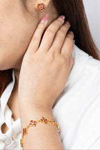 Multi Gem Flower Bracelet in 18K Gold-Plated Sterling Silver