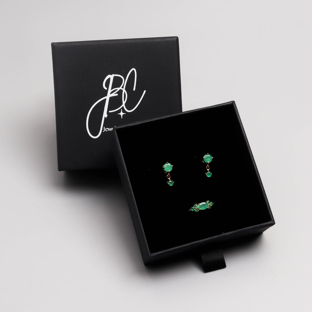 Natural Emerald Drop Earrings in 18K Gold