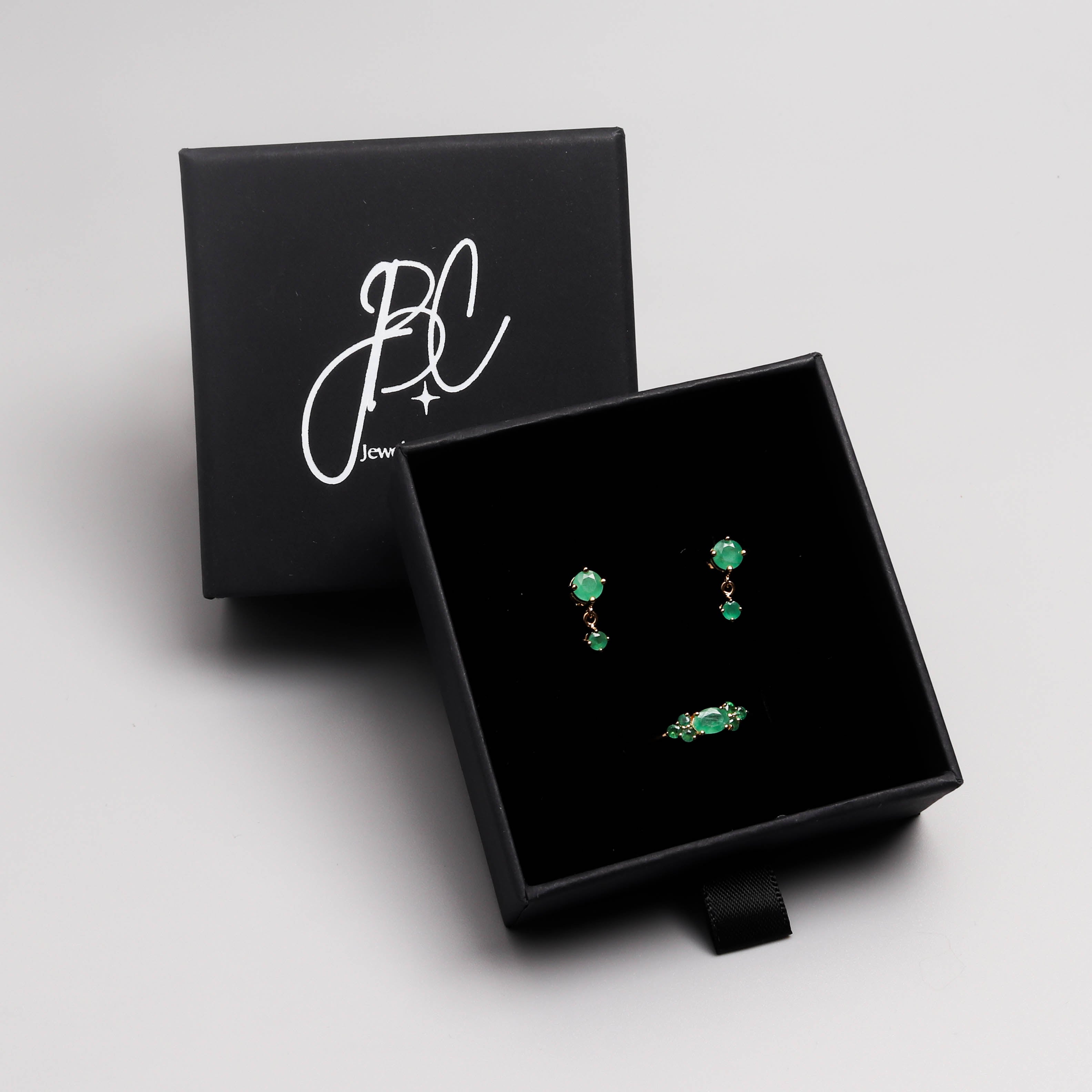 Natural Emerald Drop Earrings in 18K Gold