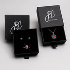 Rubin & Blauer Saphir Blüten-Ohrstecker in 18K Gold