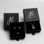 Pendientes de Botón de Flor con Esmeralda y Rubí en Oro 18K