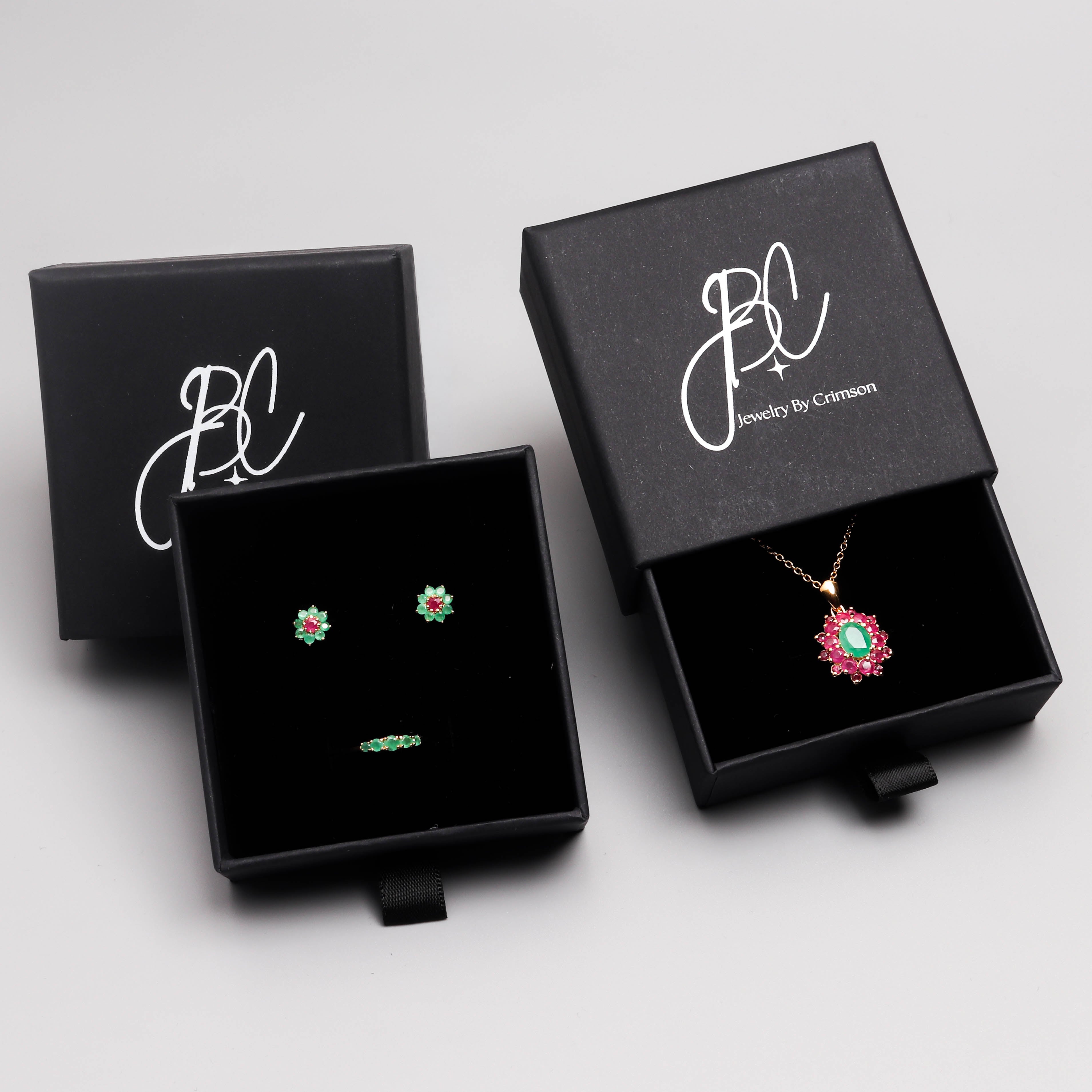 Sapphire & Emerald Floral Stud Earrings in 18K Gold