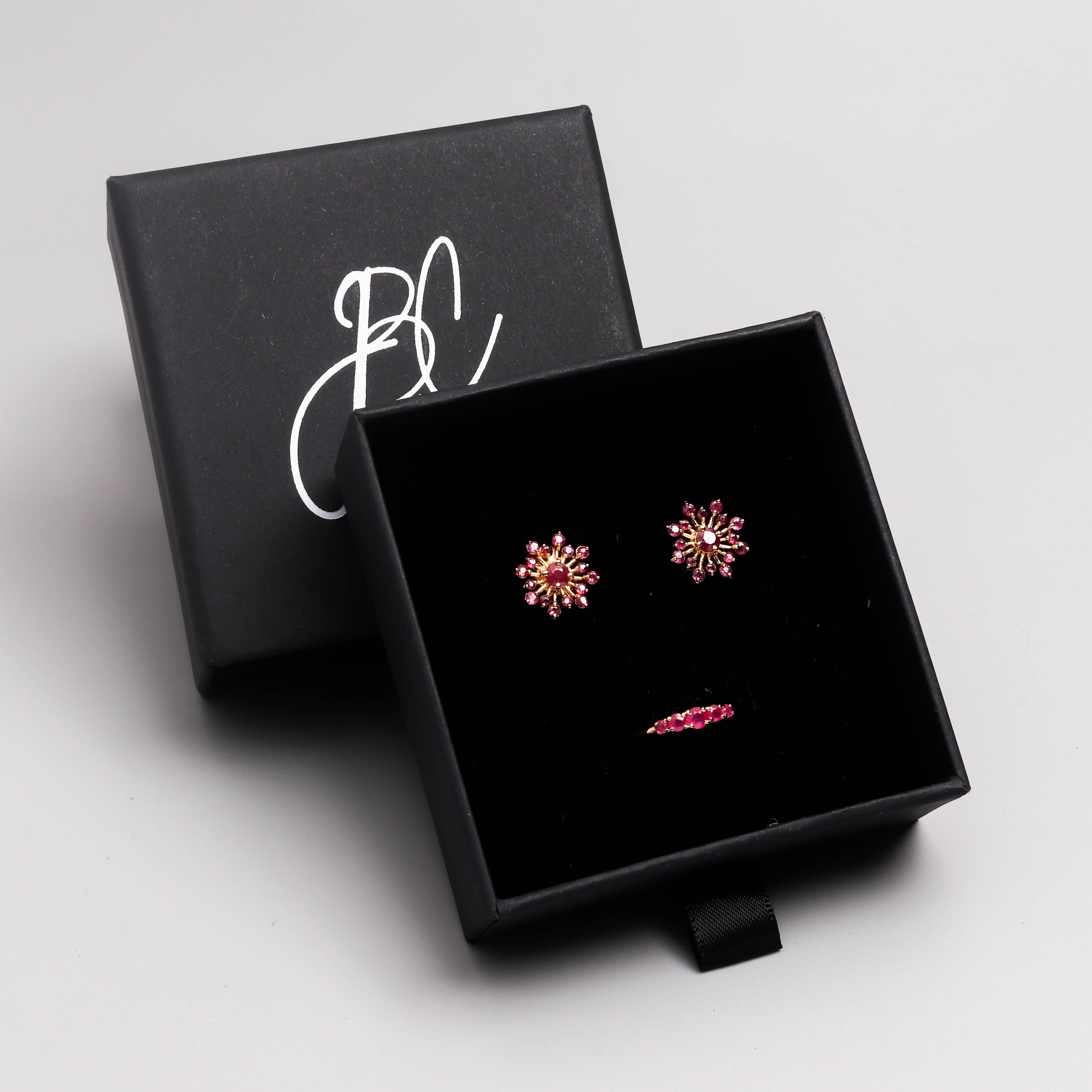 Ruby Snowflake Stud Earrings in 18K Gold