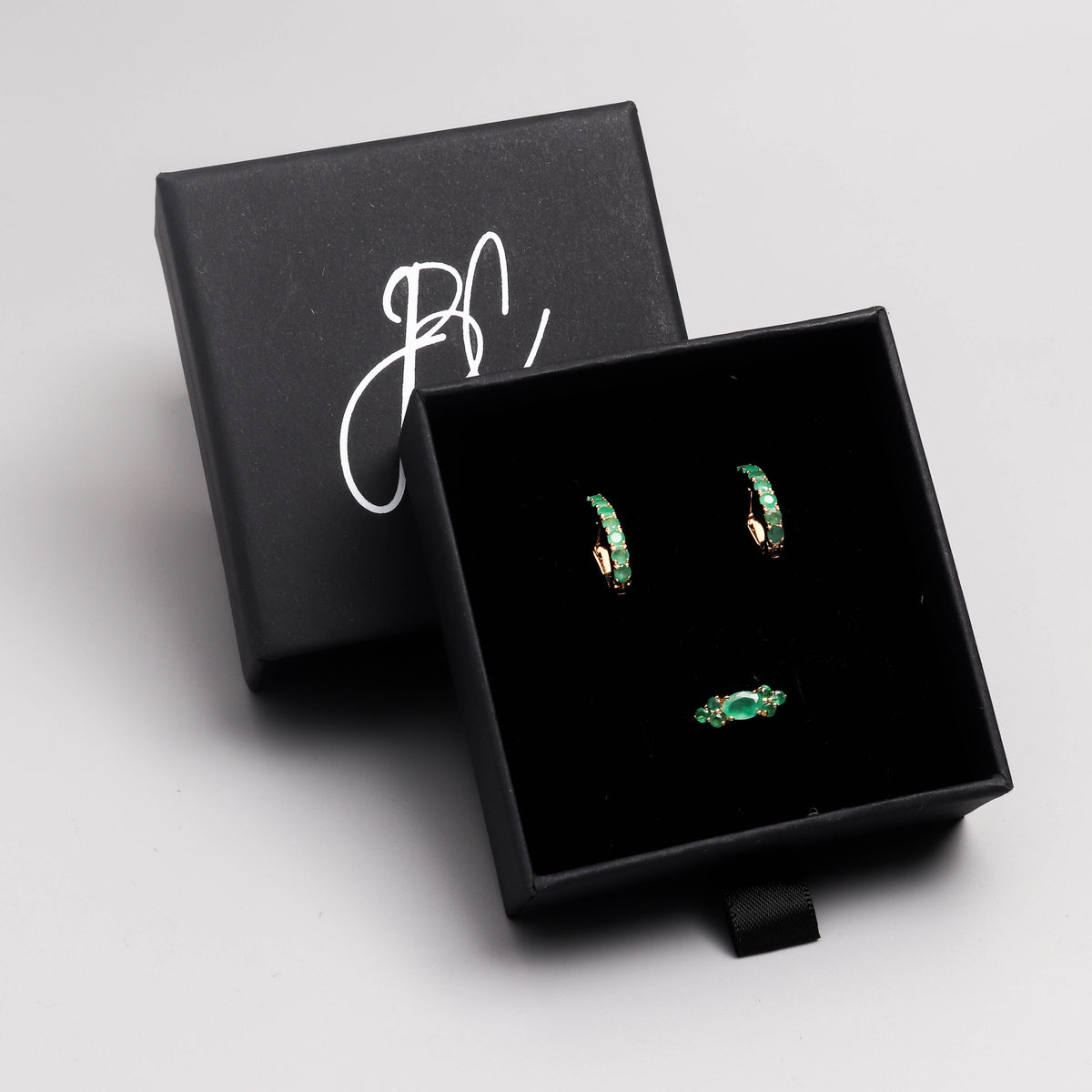 Natural Emerald Hoop Earrings in 925 Sterling Silver
