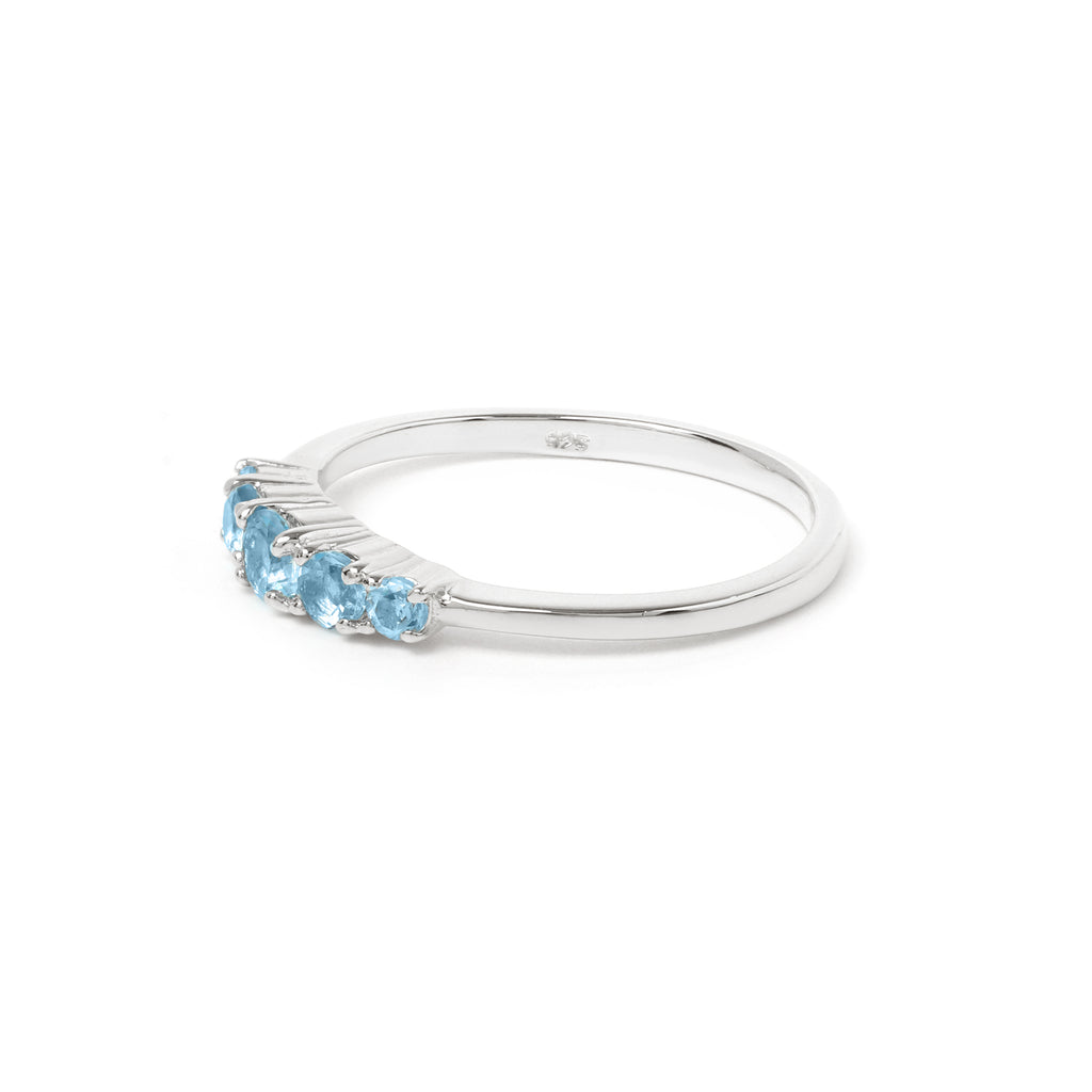 Blue Topaz Five Stone Stacking Ring in 925 Sterling Silver
