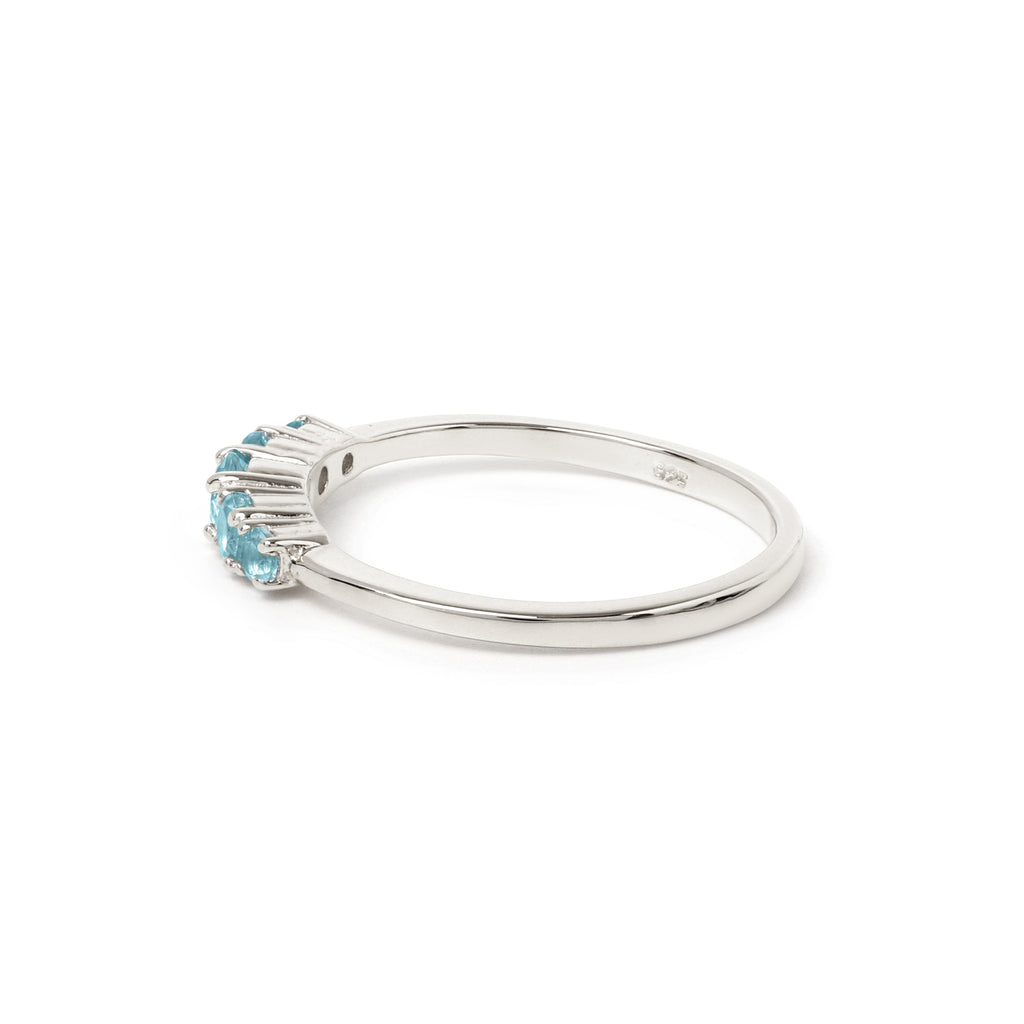 Blue Topaz Five Stone Stacking Ring in 925 Sterling Silver
