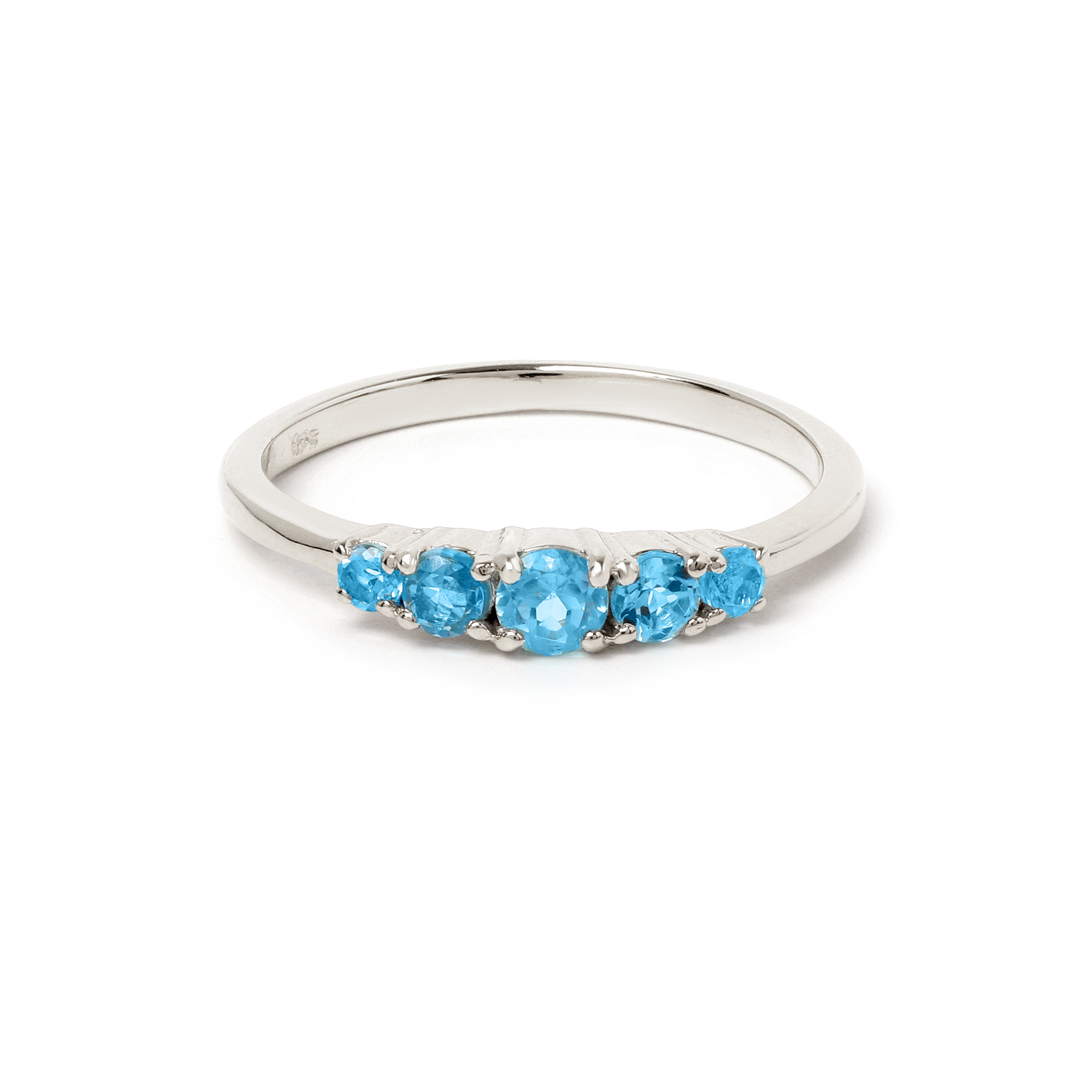 Blue Topaz Five Stone Stacking Ring in 18K Gold