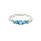 Blue Topaz Five Stone Stacking Ring in 925 Sterling Silver